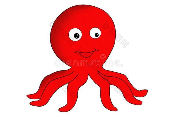 漂亮的小的红色的章鱼夹子艺术.