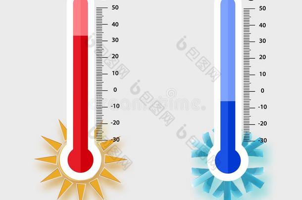摄氏气象学温度计量.热和寒冷的,vectograp矢量图