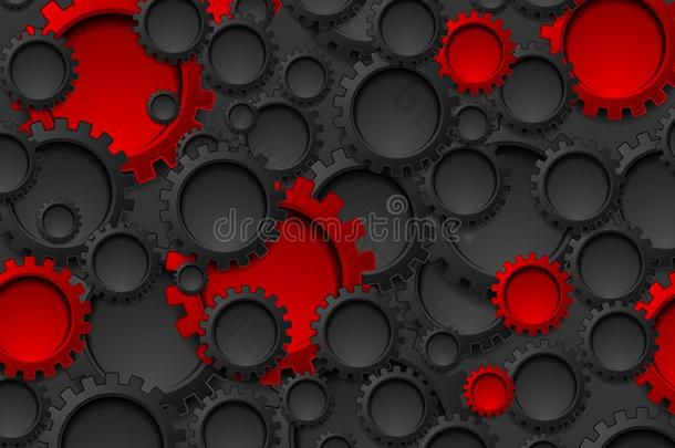 黑的和<strong>红色</strong>的<strong>科技</strong>齿轮抽象的背景