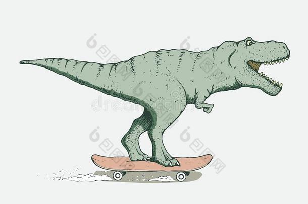 有趣的<strong>恐龙</strong>乘向滑板