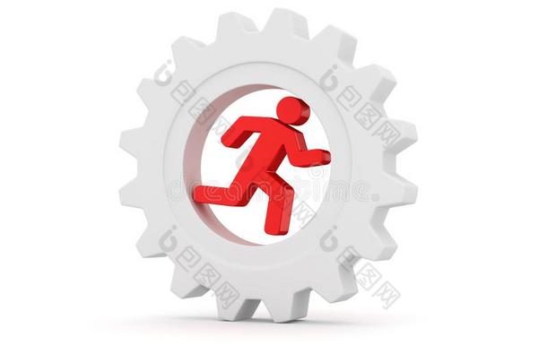 红色的3英语字母表中的第四个字母男人跑步采用白色的<strong>齿轮</strong>