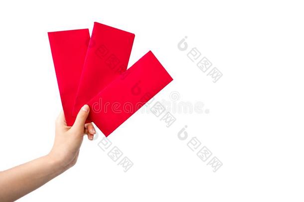 红色的信封小包中国人新的年,红包向白色的后座