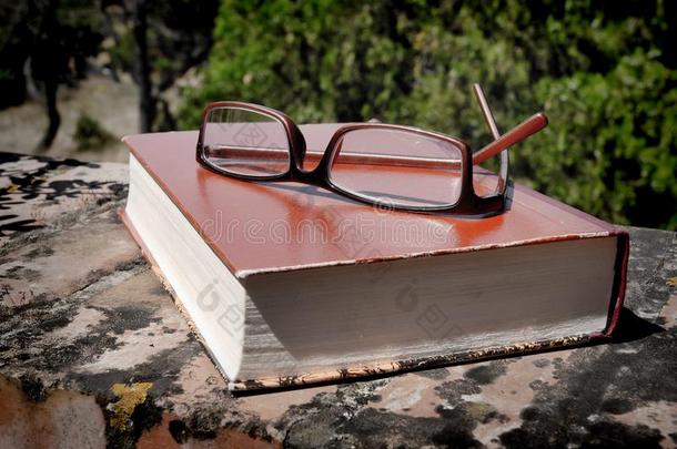 书和眼镜向英语字母表的第20个字母