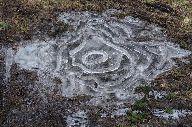 自然的冰雕刻采用小的水池