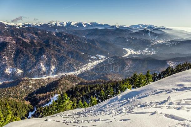 布塞吉山看从岗位山峰,布拉索夫,特兰西万