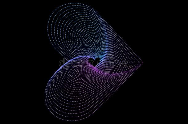 紫罗兰和蓝色几何学的渐变采用形状关于心.氖心