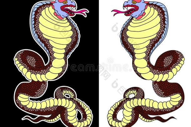 蛇眼镜蛇使隔离向白色的背景.