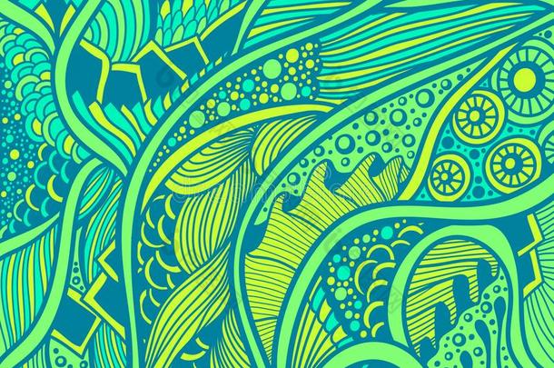 抽象的禅纠缠禅心不在焉地乱写乱画模式采用mar采用e方式绿色的blue蓝色