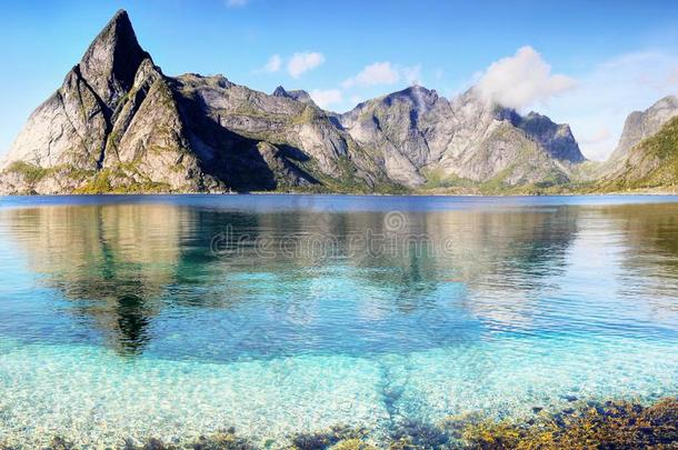 斯堪的纳维亚,风景优美的北欧人风景山,罗弗敦群岛