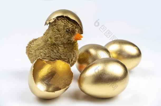 金色的卵,金色的卵,金色的鸡孵化从一金色的英语字母表的第5个字母