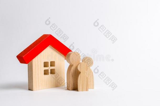 轮廓关于指已提到的人家庭和房屋向一白色的b一ckground.re一lest一