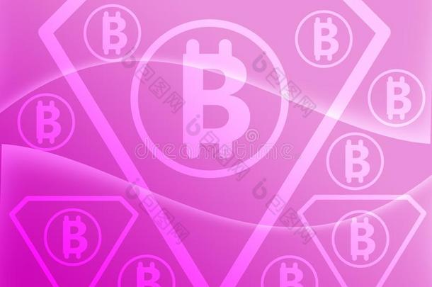 加密货币点对点基于网络的匿名数字货币标识向粉红色的格雷迪恩背景