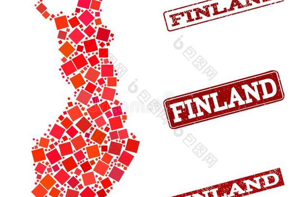 马赛克地图关于芬兰和挠学校邮票作品