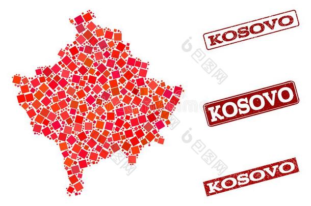 马赛克地图关于科索沃和蹩脚货学校邮票作品