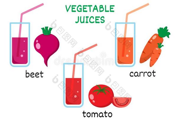 放置关于蔬菜汁.甜菜<strong>果汁</strong>,胡萝卜<strong>果汁</strong>,<strong>番茄果汁</strong>.