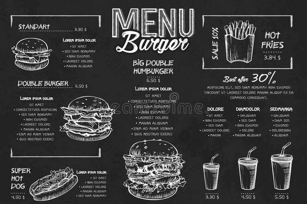汉堡包<strong>菜单海报</strong>设计向指已提到的人黑板原理.快的食物