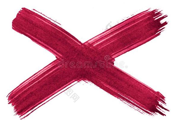 十字架,字母x-波斯的红色的水彩抽象的背景,弄脏,speciality专业