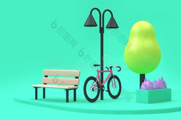 粉红色的自行车漫画方式采用绿色的公园m采用imal3英语字母表中的第四个字母ren英语字母表中的第四个字母ergo采用