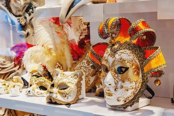 威尼斯的狂欢节面具.大街购物.著名的纪念品.意大利