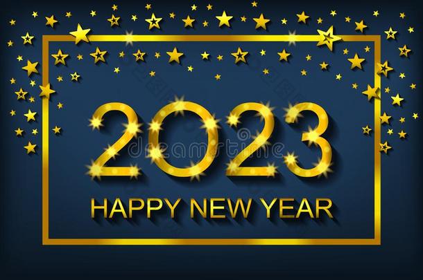 幸福的新的年2023-招呼卡片,飞鸟,招待-矢量