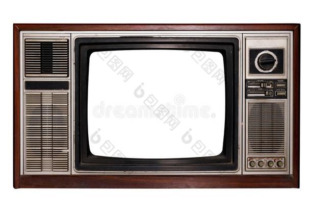 老的televisi向<strong>电视机</strong>和<strong>框</strong>架屏幕使隔离向白色的和剪下物小路为