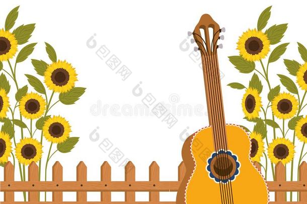 吉他和向日葵隔离的偶像