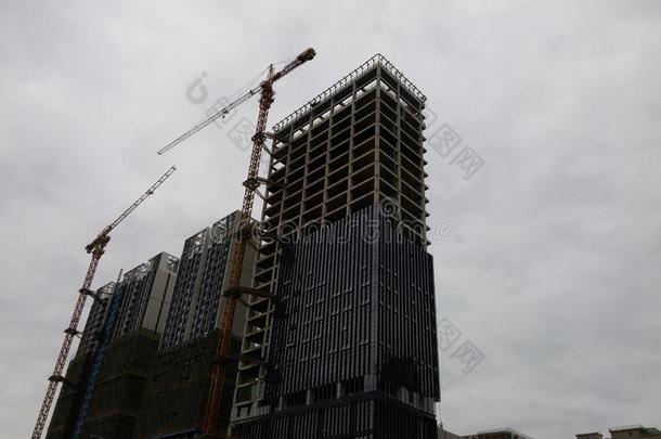 深圳,中国:住宅的建筑物在下面新的建筑物