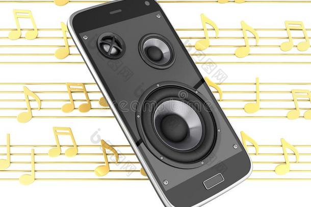 音乐的智能手机可移动的电话音乐计算机应用程序Cell电话和扩音器