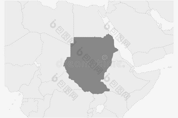 地图关于非洲和突出的苏丹染料地图