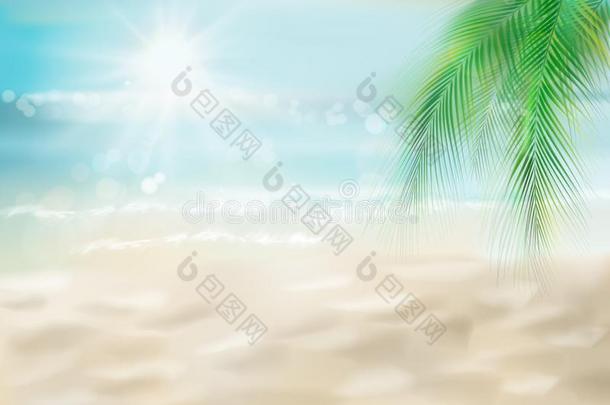 抽象的看法关于指已提到的人和煦的：照到阳光的海滩.矢量说明.