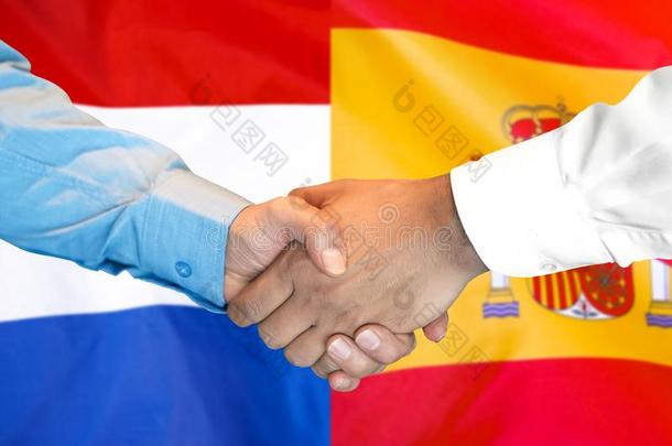 握手向西班牙和Netherl和s<strong>旗背景</strong>