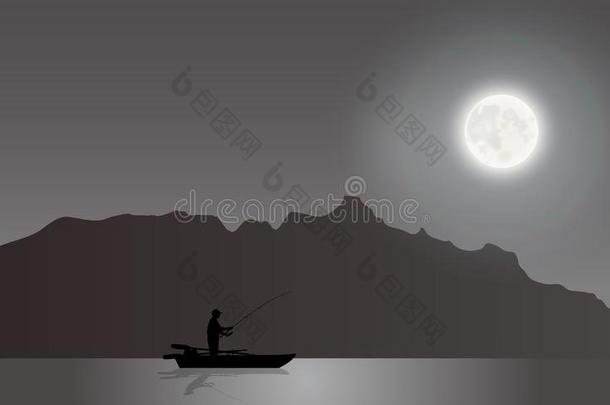 一专业的渔夫捕鱼在下面指已提到的人月光