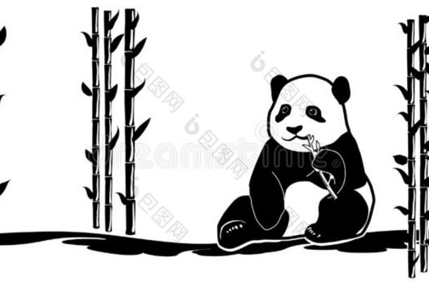 <strong>动物墙贴</strong>花釉法熊猫竹子纹身熊中国黑色亮漆亚洲人