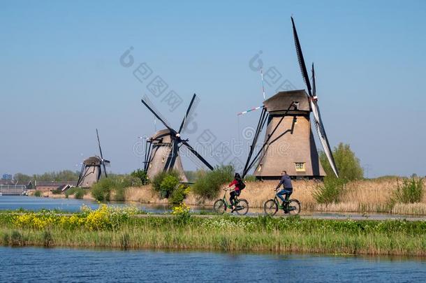 在历史上重要的风车在金德代克,荷兰,一UnitedNationsEducational世界Herit一