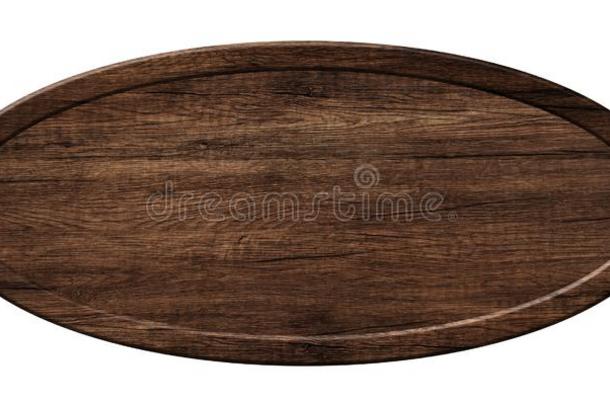 椭圆形的板使关于黑暗的木材和木材en框架
