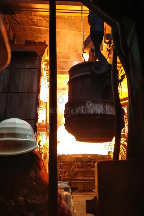 熔炼关于金属采用大的铸造厂铁器和钢生产在