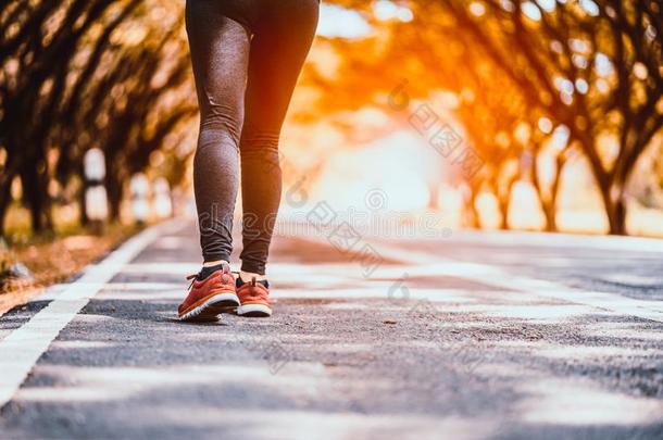 运动员跑步运动脚向跟踪健康的生活方式健康