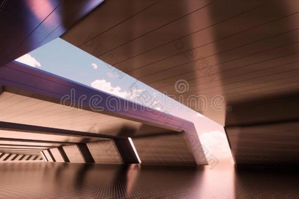 富有色彩的抽象的全景的背景:金属隧道.