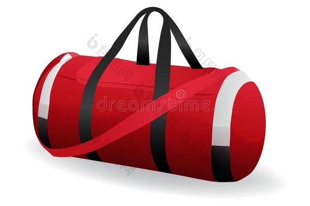 红色的运动袋为运动swear和设备偶像隔离的