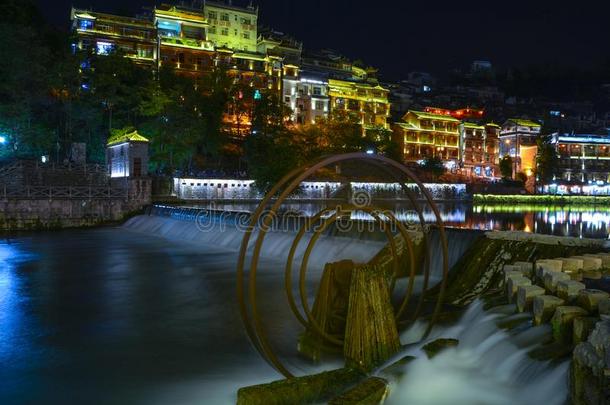 湖南湘西州凤凰古代的城市夏风景