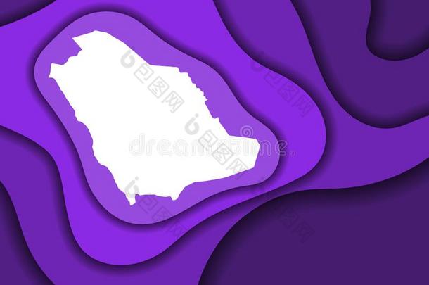 沙特阿拉伯国家的阿拉伯半岛地图抽象的纲要的从紫罗兰层纸将切开