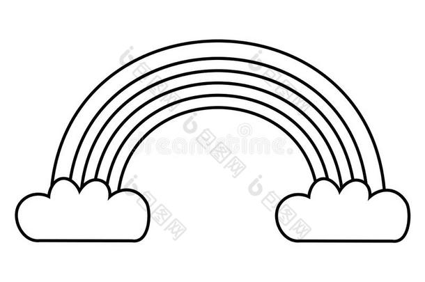 彩虹和云设计矢量插图画家