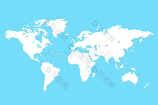 空白的白色的世界地图.行星地球矢量说明.世界<strong>经济论坛</strong>(Worldma)