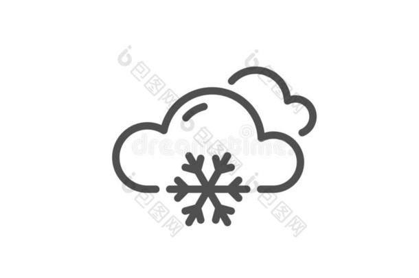 雪天气预报线条偶像.云和雪花符号.克洛