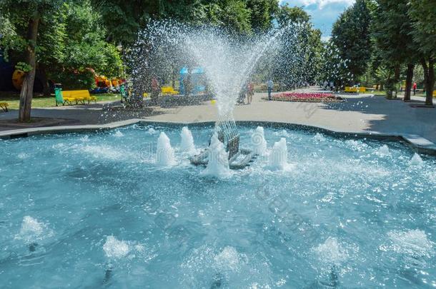 自来水厂人造喷泉和水喷雾和间歇喷泉采用公园或长嘴硬鳞鱼