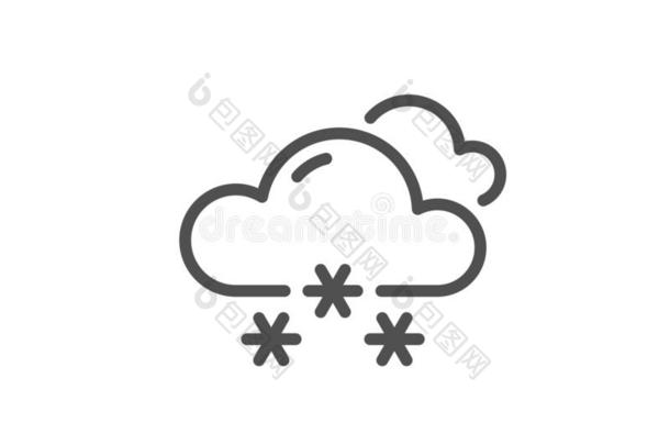 雪<strong>天气预报</strong>线条偶像.云和雪花<strong>符号</strong>.克洛