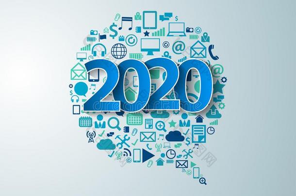 2020新的年和计算机应用程序偶像科技商业软件