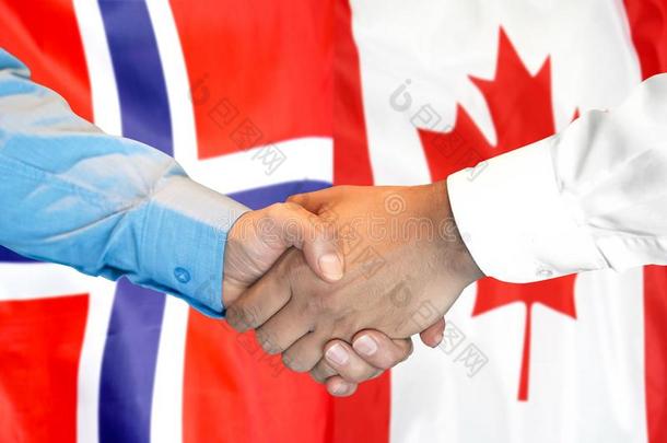 握手向挪威和加拿大<strong>旗背景</strong>