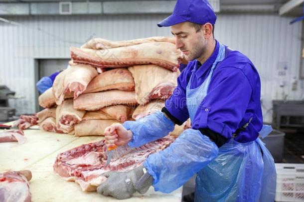 锋利的肉采用屠宰场指已提到的人肉和香肠工