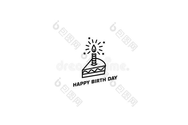 生日蛋糕偶像矢量说明.幸福的生日.蛋糕为